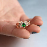 Romantic Plant Rings Geometric Green AAA Cubic Zircon Ring - Rings Universe