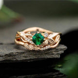 Romantic Plant Rings Geometric Green AAA Cubic Zircon Ring - Rings Universe