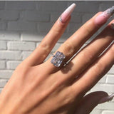 Handmade Silver Flower cut 6ct AAAAA Zircon Diamonds Ring - ringsuniverse