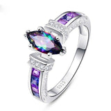Rainbow Fire Mystic Topaz Gemstone Silver Color Ring