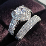 Original Silver Heart cut AAA Zircon Diamonds Ring set - ringsuniverse