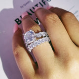New Arrival Luxury Silver 2Pcs AAA Cz Diamonds Rings set - ringsuniverse