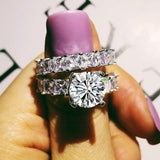 New Arrival Luxury Silver 2Pcs AAA Cz Diamonds Rings set - ringsuniverse