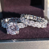 New Arrival Luxury Silver 2Pcs AAA Cz Diamonds Rings set - ringsuniverse