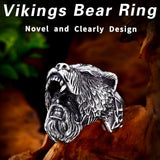 Unique Viking Bear Head Animal Punk Ring - ringsuniverse