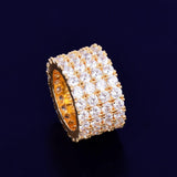 Fashion Iced Four Rows Solitaire Men's Ring - ringsuniverse