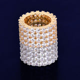 Fashion Iced Four Rows Solitaire Men's Ring - ringsuniverse