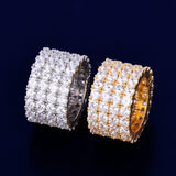 Fashion Iced Four Rows Solitaire Men's Ring - ringsuniverse