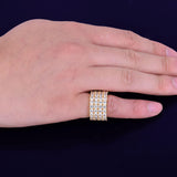 Fashion Iced Four Rows Solitaire Men's Ring - ringsuniverse