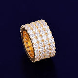 Fashion Iced Four Rows Solitaire Men's Ring - ringsuniverse