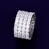 Fashion Iced Four Rows Solitaire Men's Ring - ringsuniverse