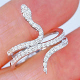 Fashion Animal Snake CZ Stone Stackable Snake-shape Ring - ringsuniverse