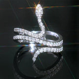Fashion Animal Snake CZ Stone Stackable Snake-shape Ring - ringsuniverse