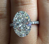 Oval 5ct AAA+ Cubic Zirconia Diamonds Solitaire Silver Ring - ringsuniverse