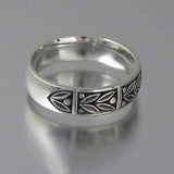 Vintage Leaves Engraved With Green Cubic Zircon Ring - ringsuniverse