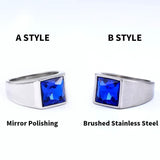 Fashion Inlaid Red/Blue/Black Stone Square Men's Ring - ringsuniverse