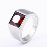 Fashion Inlaid Red/Blue/Black Stone Square Men's Ring - ringsuniverse