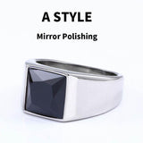 Fashion Inlaid Red/Blue/Black Stone Square Men's Ring - ringsuniverse