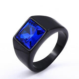 Fashion Inlaid Red/Blue/Black Stone Square Men's Ring - ringsuniverse