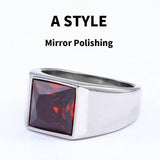 Fashion Inlaid Red/Blue/Black Stone Square Men's Ring - ringsuniverse