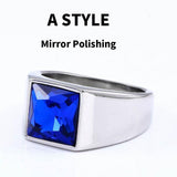 Fashion Inlaid Red/Blue/Black Stone Square Men's Ring - ringsuniverse