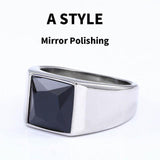 Fashion Inlaid Red/Blue/Black Stone Square Men's Ring - ringsuniverse
