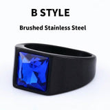 Fashion Inlaid Red/Blue/Black Stone Square Men's Ring - ringsuniverse