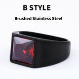 Fashion Inlaid Red/Blue/Black Stone Square Men's Ring - ringsuniverse