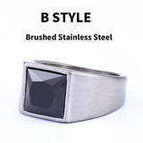 Fashion Inlaid Red/Blue/Black Stone Square Men's Ring - ringsuniverse