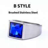 Fashion Inlaid Red/Blue/Black Stone Square Men's Ring - ringsuniverse