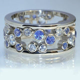 Hollow Out Big Small Blue White Alternate Stones New Design Ring - ringsuniverse