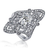 Luxury Silver Geometric Shaped Zircon Gemstone Ring - ringsuniverse