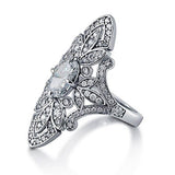 Luxury Silver Geometric Shaped Zircon Gemstone Ring - ringsuniverse