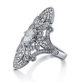 Luxury Silver Geometric Shaped Zircon Gemstone Ring - ringsuniverse