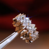 New Design Round Rectangular Stone Oblique Arrangement Ring - ringsuniverse