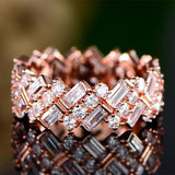 New Design Round Rectangular Stone Oblique Arrangement Ring - ringsuniverse