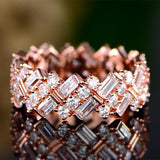 New Design Round Rectangular Stone Oblique Arrangement Ring - ringsuniverse
