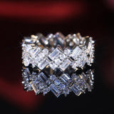 New Design Round Rectangular Stone Oblique Arrangement Ring - ringsuniverse