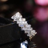 New Design Round Rectangular Stone Oblique Arrangement Ring - ringsuniverse