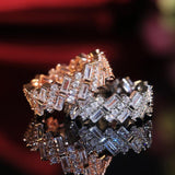 New Design Round Rectangular Stone Oblique Arrangement Ring - ringsuniverse