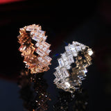 New Design Round Rectangular Stone Oblique Arrangement Ring - ringsuniverse