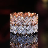 New Design Round Rectangular Stone Oblique Arrangement Ring - ringsuniverse