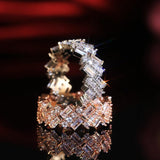 New Design Round Rectangular Stone Oblique Arrangement Ring - ringsuniverse