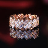 New Design Round Rectangular Stone Oblique Arrangement Ring - ringsuniverse