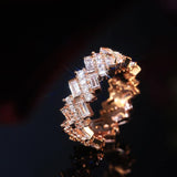 New Design Round Rectangular Stone Oblique Arrangement Ring - ringsuniverse