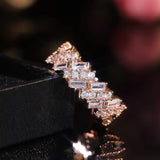 New Design Round Rectangular Stone Oblique Arrangement Ring - ringsuniverse
