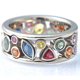 Colorful Hollow Out Geometric Stone Fancy Stylish Ring - ringsuniverse