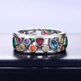Colorful Hollow Out Geometric Stone Fancy Stylish Ring - ringsuniverse