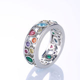 Colorful Hollow Out Geometric Stone Fancy Stylish Ring - ringsuniverse
