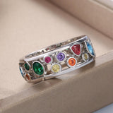 Colorful Hollow Out Geometric Stone Fancy Stylish Ring - ringsuniverse